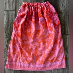 Free People Copa Cabana Floral Maxi Skirt MEDIUM Pink / Orange Cotton Pockets